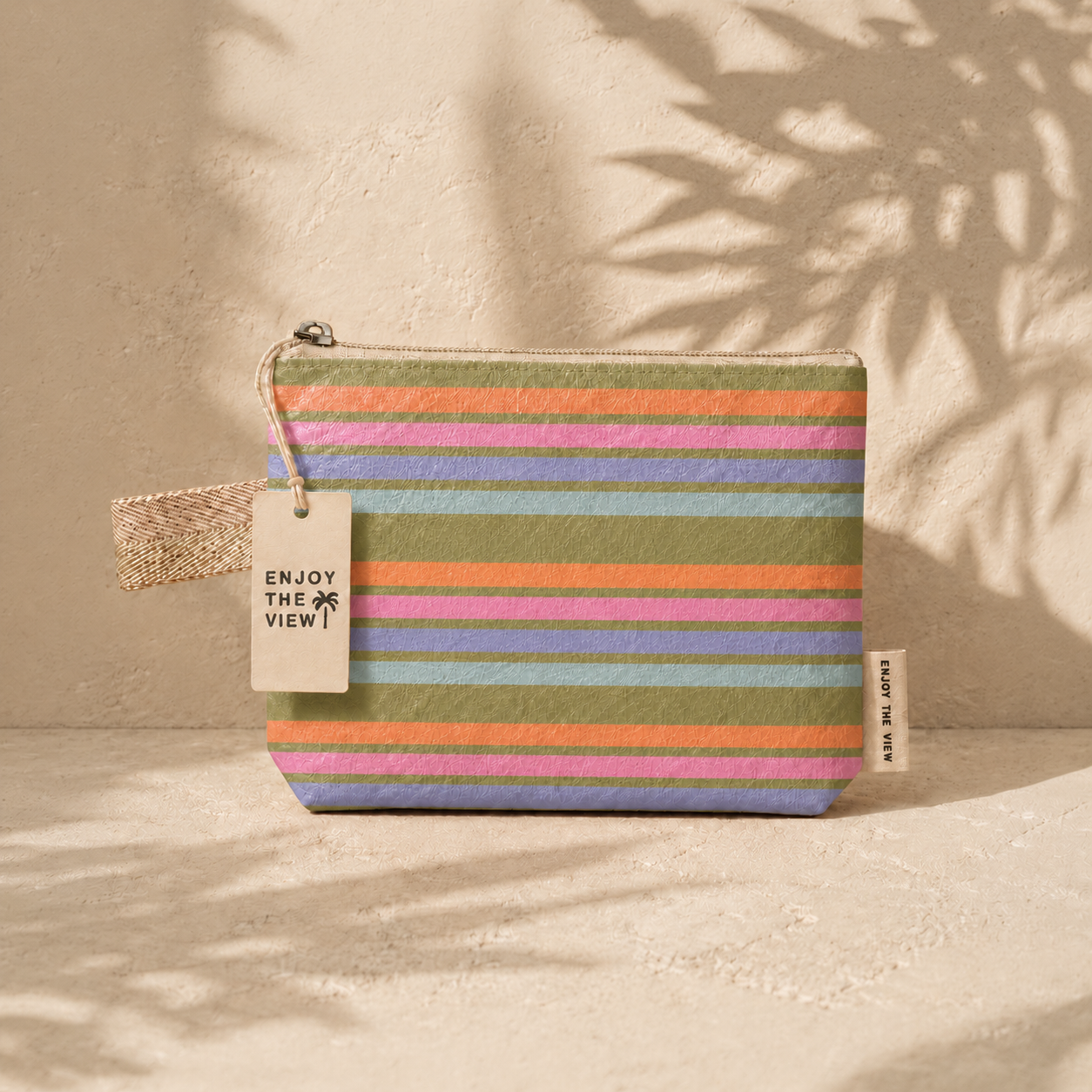 Retro Stripe Zip Pouch | Small Waterproof pouch