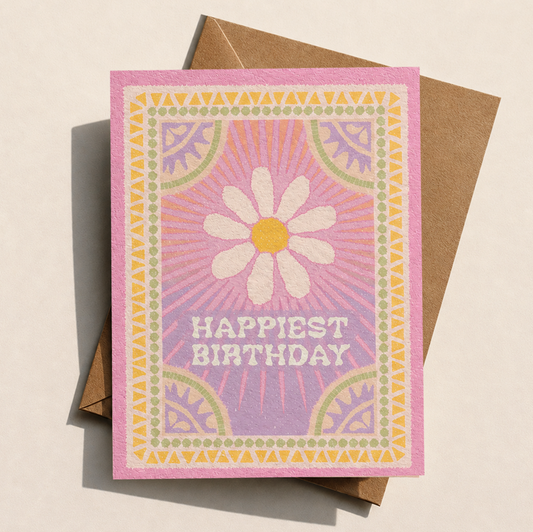 Happiest Birthday Greeting Card | Daisy Sunburst