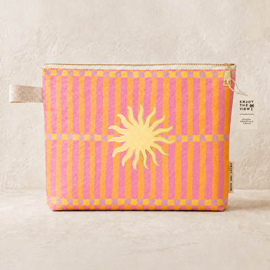 Orange Stripe Sunburst Tyvek Pouch | Seaside Essentials Pouch